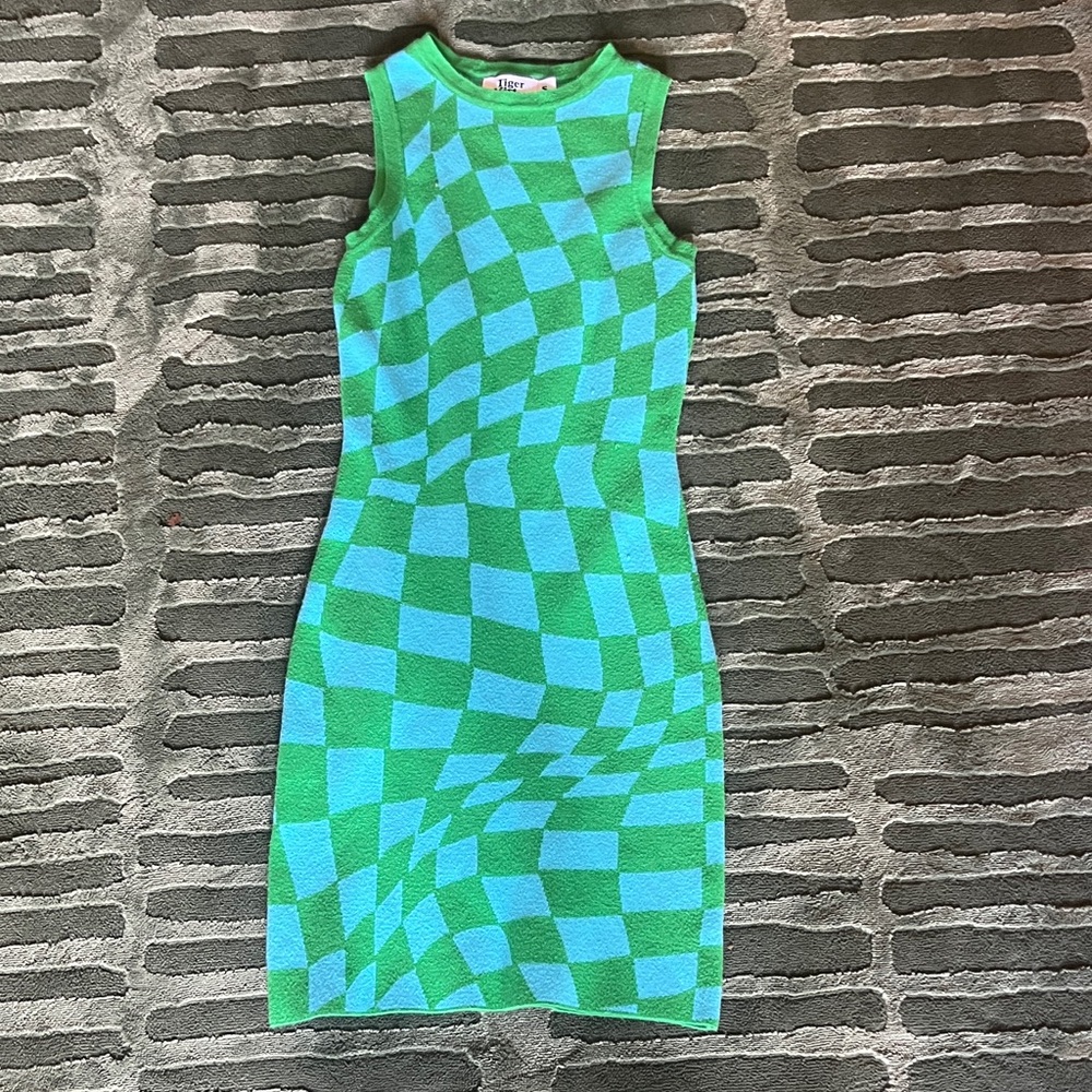 Tiger Mist Green and Blue Illusion Mini Dress